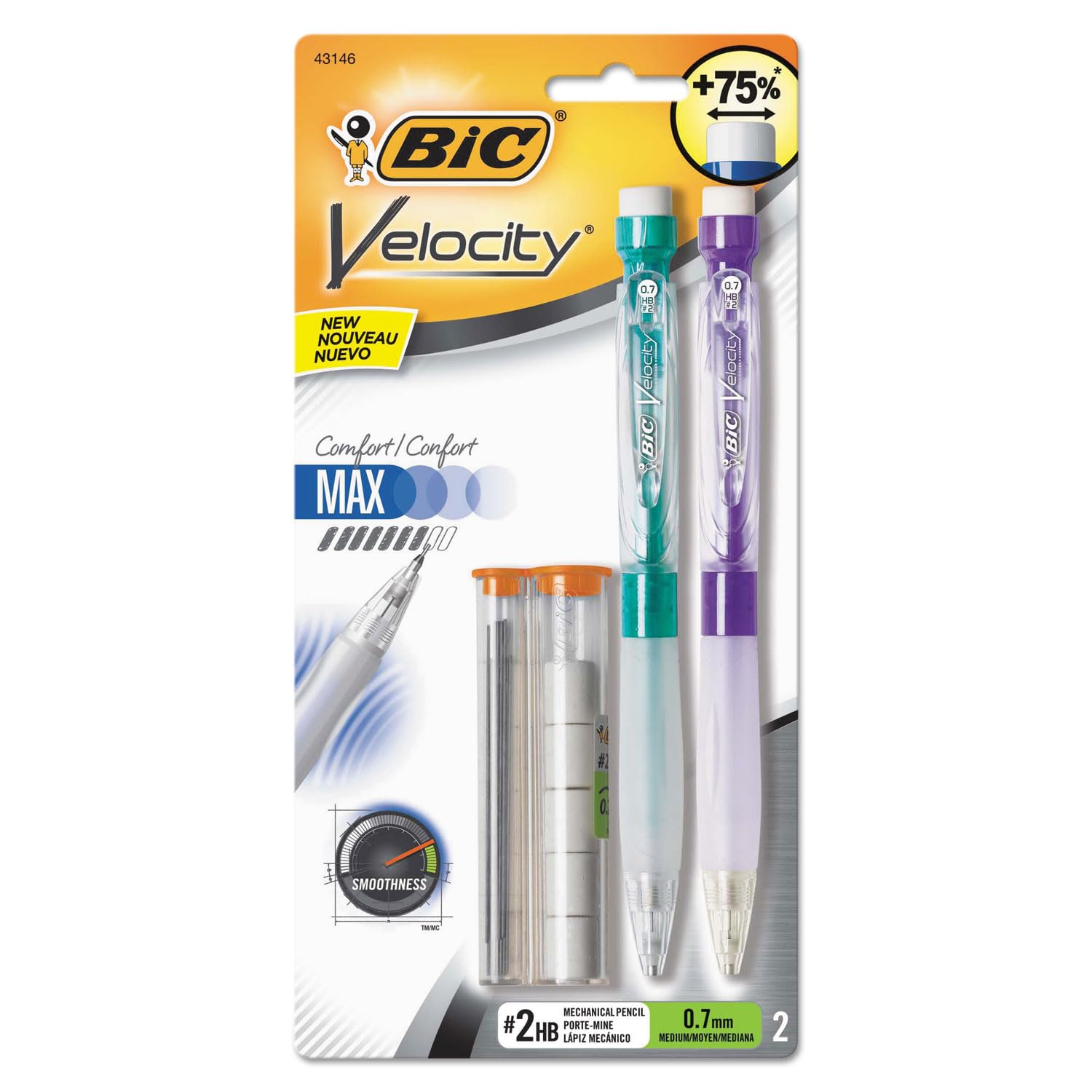 Bic MPMX7P21 Velocity MAX Mechanical Pencil44; Pack of 2