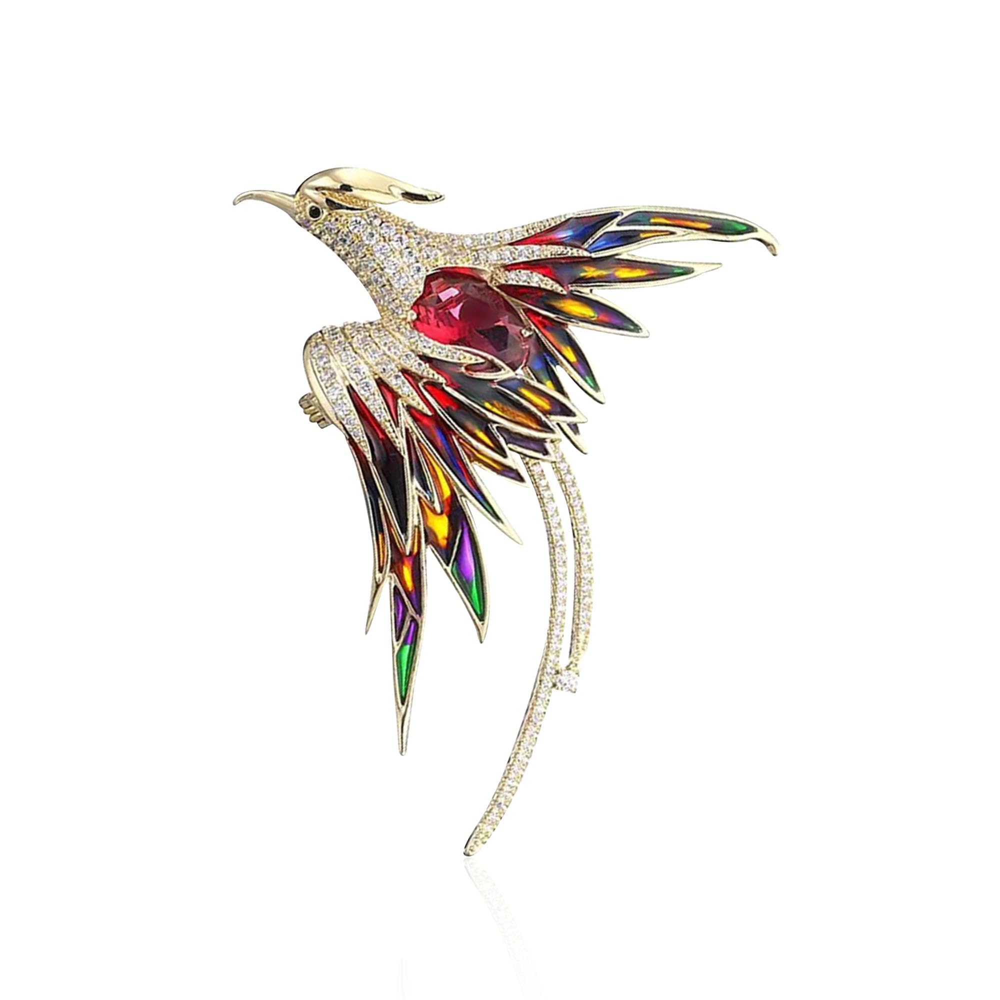 Just FollowAnimal Brooch for Women Cute Lapel Colorful Crystal Rhinestone Phoenix Brooch Pin Fashion Jewelry Accessories Gift for Mom Wife Women