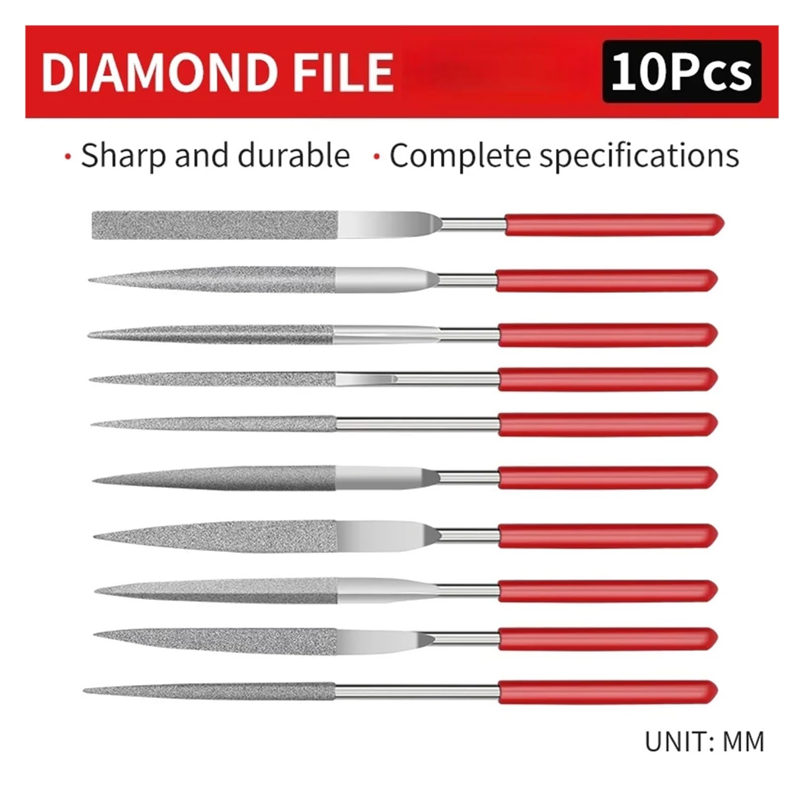 Diamentowy pilnik igłowy 5/10 szt. zestaw igieł ze stali stopowej (10 szt., 3 x 140 mm)