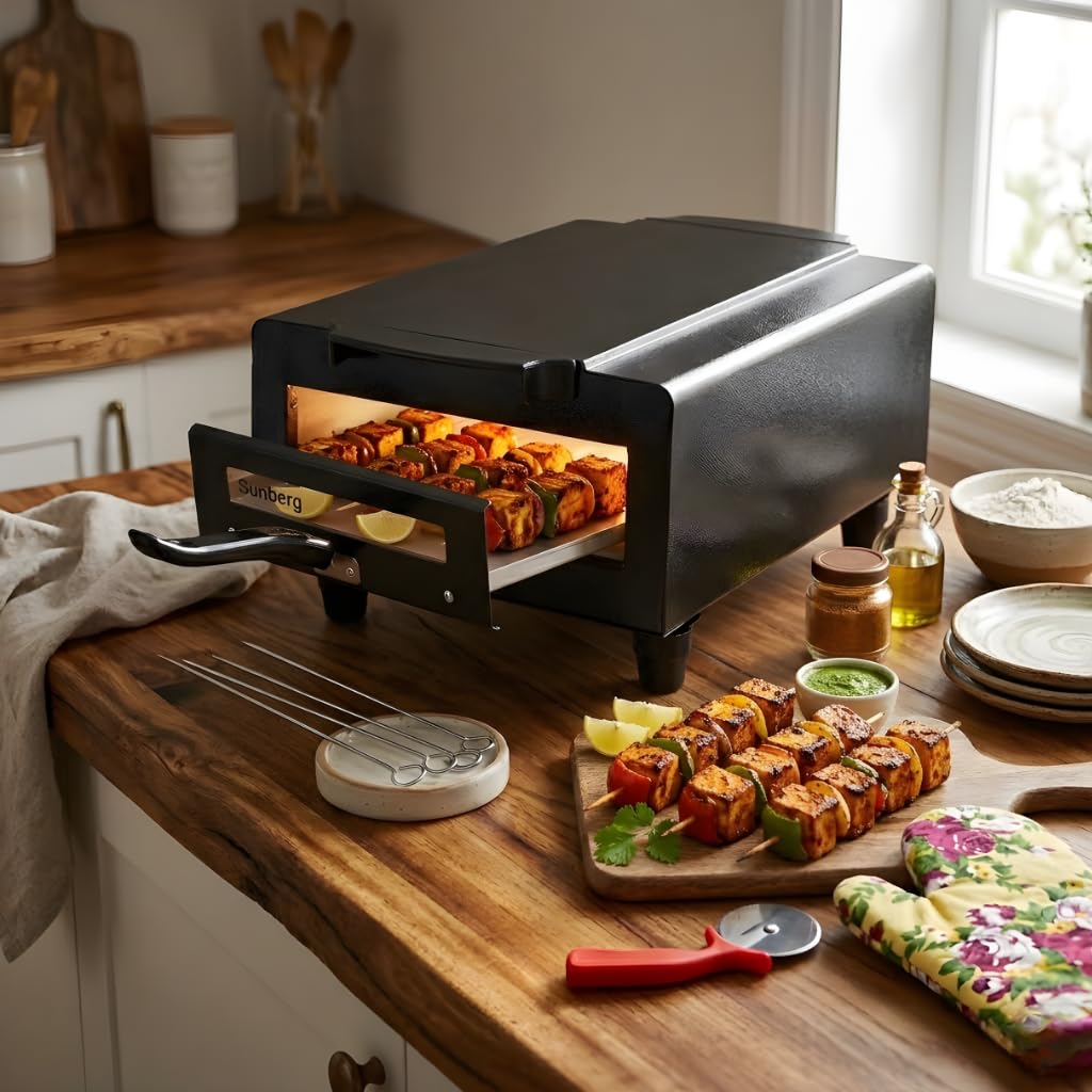 2200W Electric Tandoor, 16-Inch Portable Pizza Oven for Baking, Roasting, Grilling & BBQ, Ideal for 4-5 Members, Quick & Healthy Cooking at Home, Effortlessly Make Pizzas & BBQ Dishes-image-28