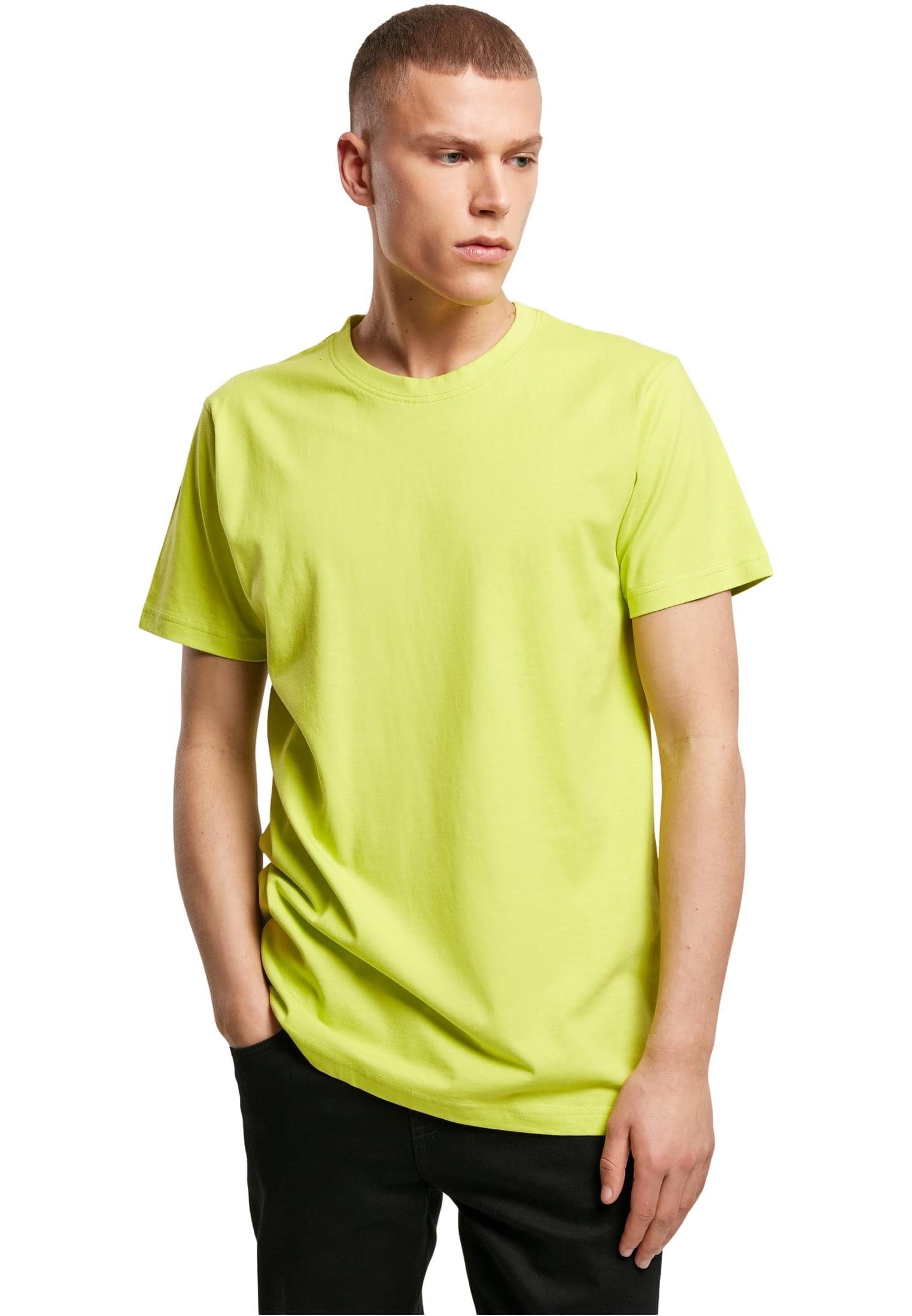 Build Your Brand T-Shirt Round Neck, Frozen Yellow, S, Uomo