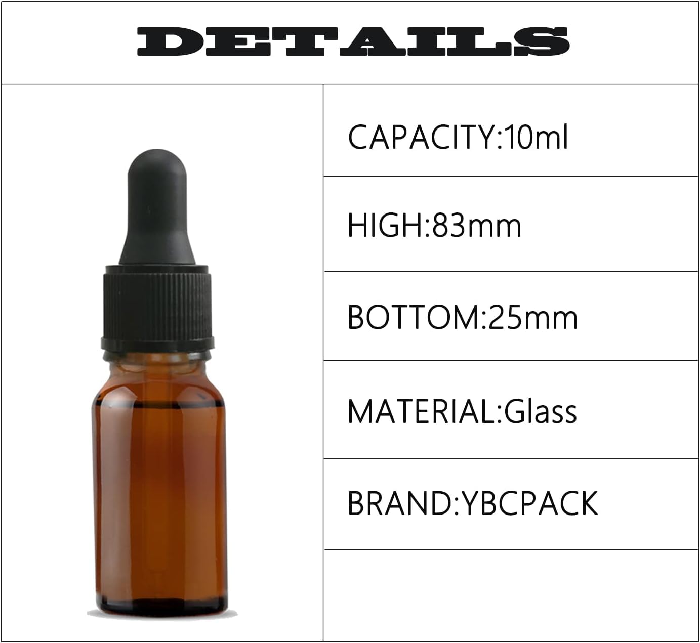 YBCPACK Lot de 24 flacons compte-gouttes 10 ml en verre ambré – Bouteilles réutilisables UV pour huiles essentielles, parfums & aromathérapie (pipette, étiquettes, entonnoirs)