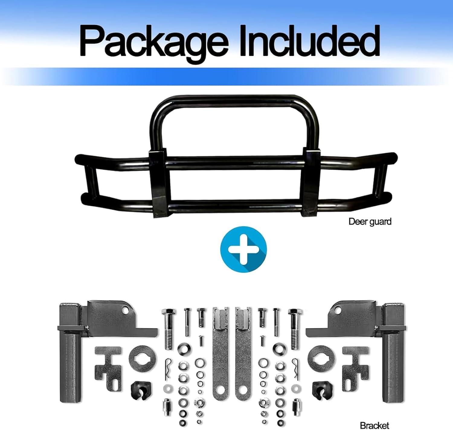 Deer Guard Compatible with Volvo VN/VNL 2018-2023, Deer Bumper Guard w/Bracket Premium Iron Large Front Deer Guard Bumper (Style 2), Black