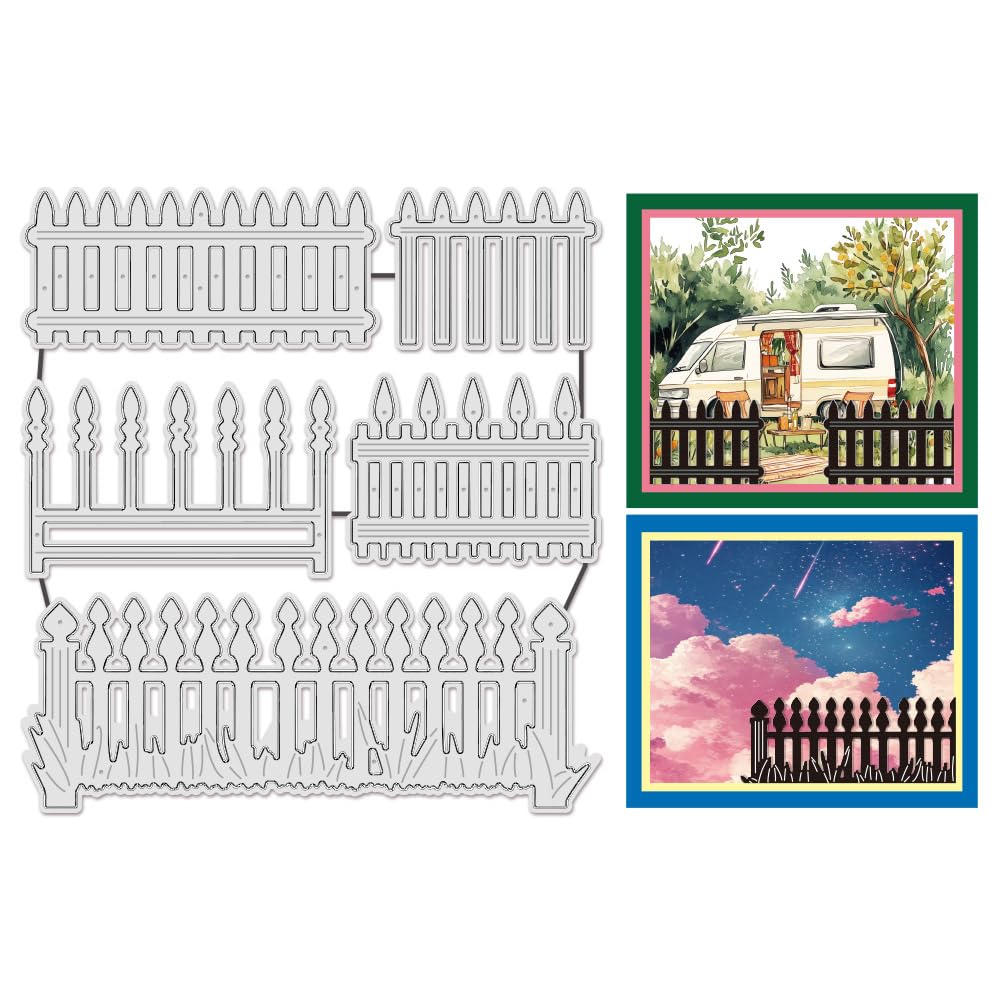 UNICRAFTALE 5Pcs/Set Fence Cutting Dies for Card Making Garden Fence Die Cuts Metal Cutting Die for Scrapbooking Dies Stencil DIY Embossing Paper Album Craft Decor