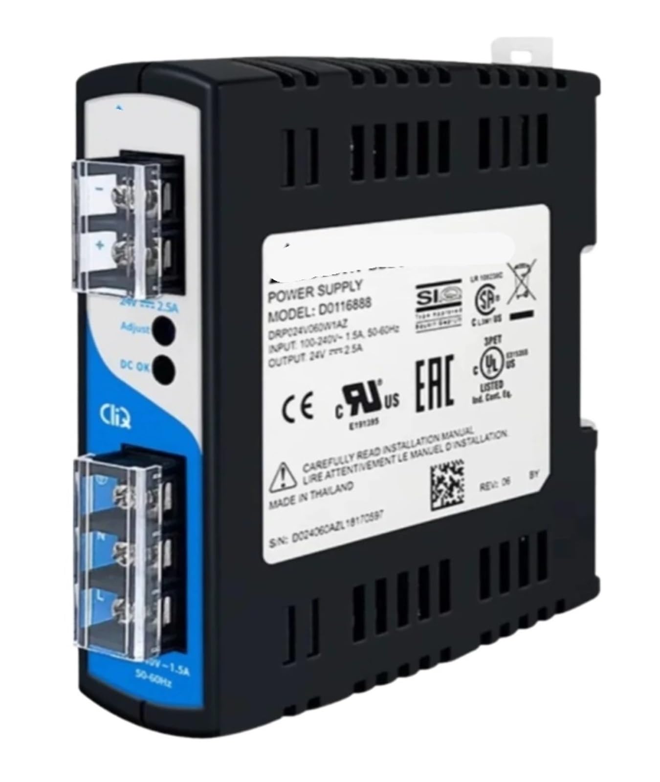 Alimentation à découpage DRP024V480W3BN pour sécuriser vos tensions de commande 24V