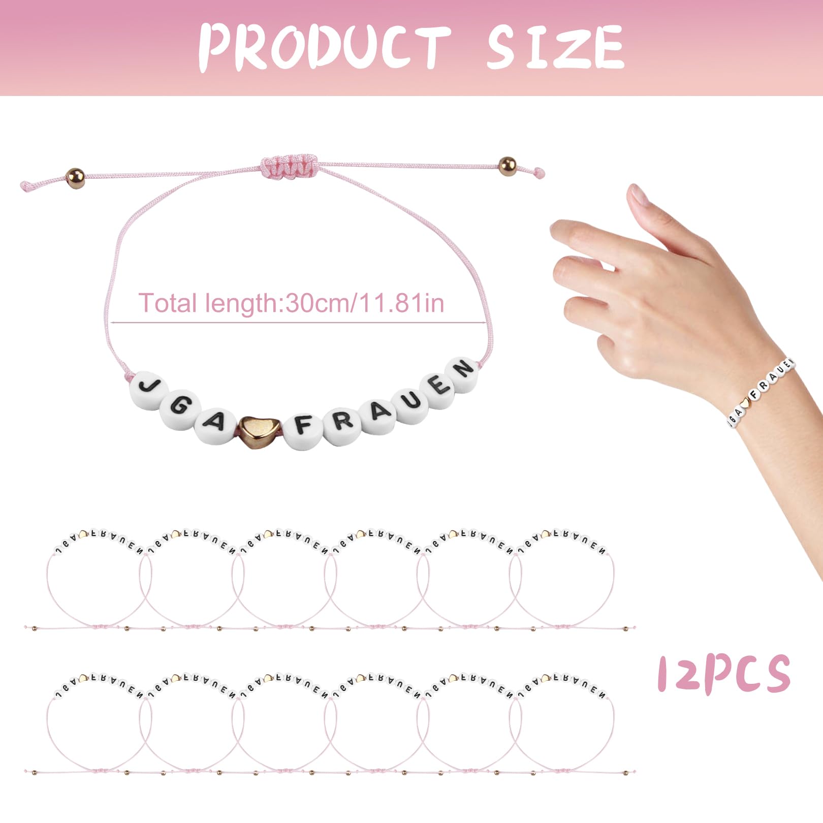 12 Braccialetti Team Bride Per Addio Al Celibato – Silicone Oro Rosa E Bianco - 2