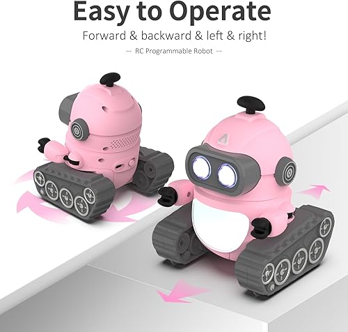 Miniatura 4 de GILOBABY Juguetes robot para niñas, juguete robot recargable de control remoto para niños, robots RC programables con ojos LED, cabeza y brazos