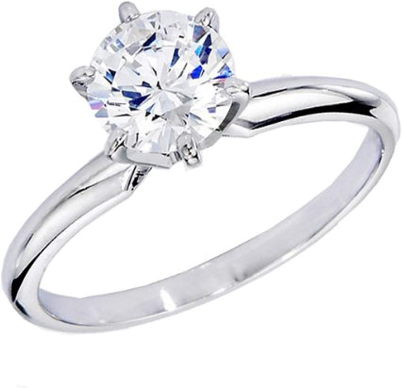 Dazzlingrock Collection IGI Certified 1.07 Cttw Real Round Diamond Women Engagement Solitaire Ring in 14K Solid White Gold