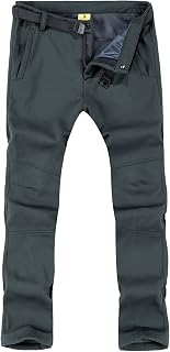 YSENTO Men's Winter Fleece Snow Skiing Pants Water Resistant Softshell Hiking Fishing Mountain Pants with Belt