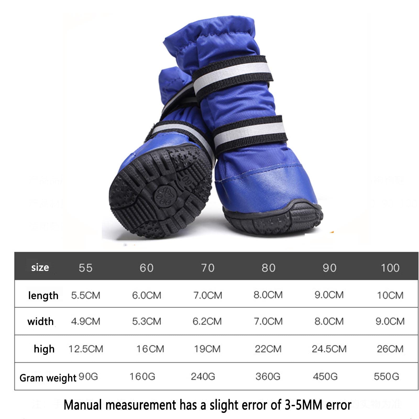 JUSHZ Hundeschuhe Wasserdicht Pfotenschutz Dog Shoes Hund Schuhe Neopren Für Große Hunde 4er-Set Mit Abriebfester Anti Rutsch Gegen Hitze Regenfest rutschfest (90,Blue)
