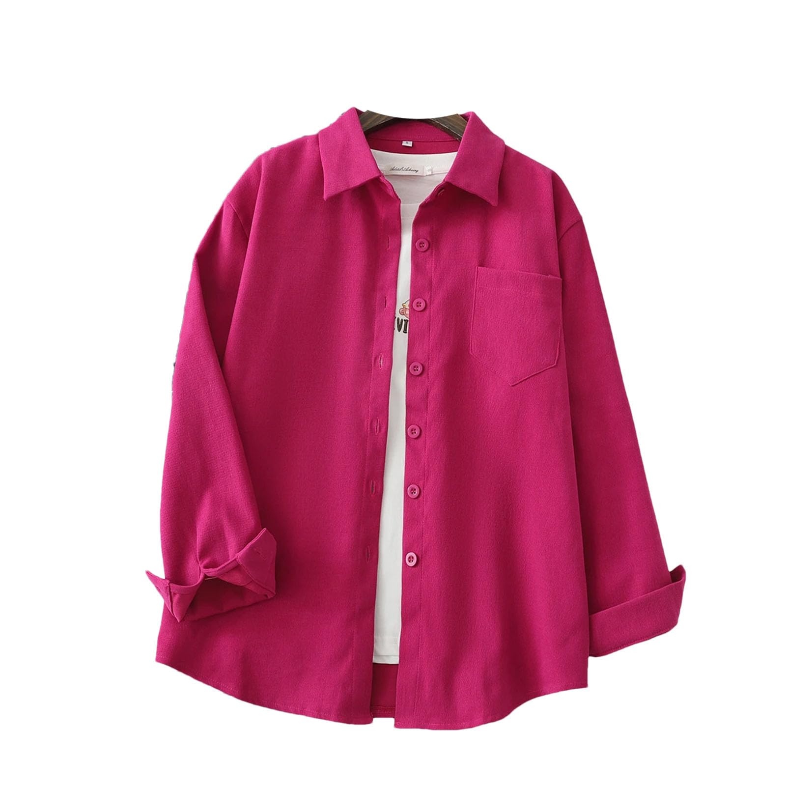 Camisas de algodón con botones para mujer, holgadas, informales, de manga larga, para oficina, trabajo