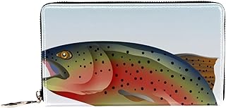 Portafoglio da donna con cerniera e pochette per telefono, motivo di salto alla trota arcobaleno, borsa da viaggio in pelle pochette porta carte organizer per braccialetti