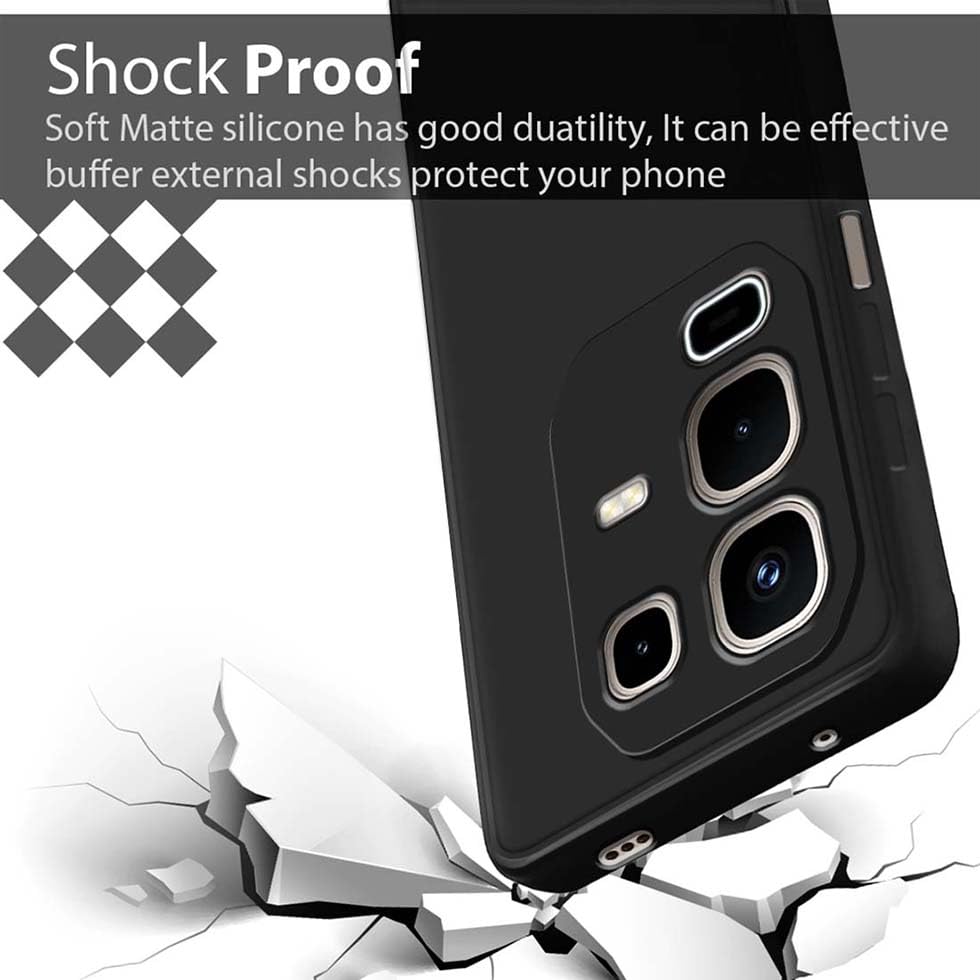 Image of Fashionury Back Cover Case for Infinix Note 50s 5G | Matte Soft Silicon Flexible | Camera Bump Protection | All Side Shock Proof Rubberised Back Case Cover for Infinix Note 50s 5G (Black)