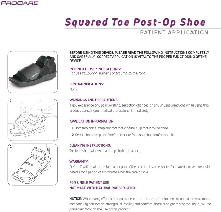 ProCare Squared Toe Post-Op Shoe Small Shoe Size Men s 5.5 - 7 Women s 6.5 - 8