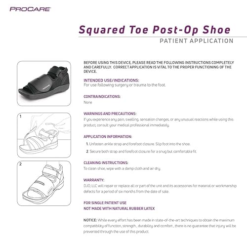 Procare Squared Toe Post-Op Shoe, Small (Shoe Size: Men' S 5.5 – 7/Women' S 6.5 – 8) - 3