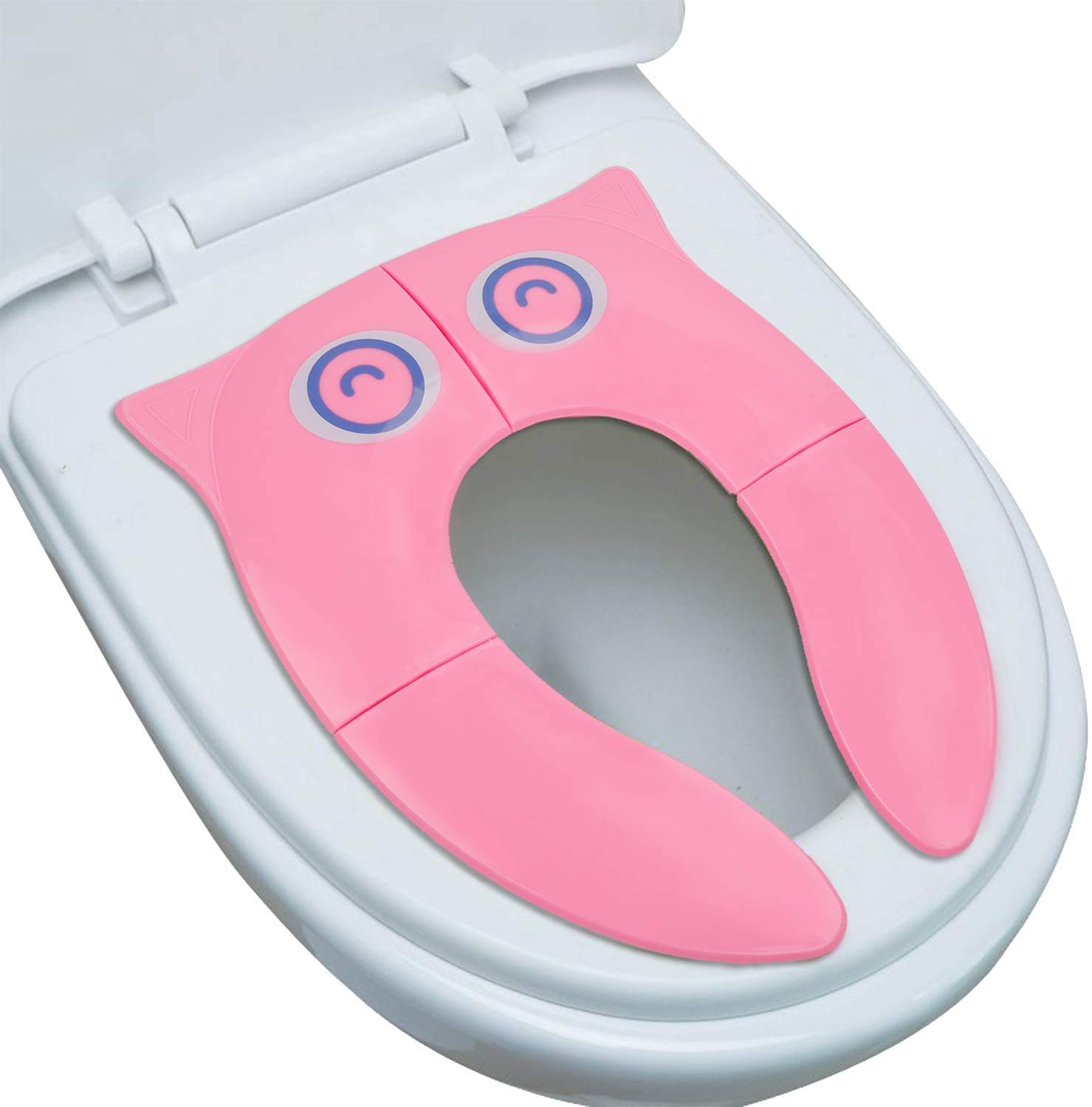 INOVERA (LABEL) Plastic Portable Baby Toilet Seat Foldable Western Kids Potty Trainer Cover For 0.5 To 5 Years Child Toddler Boys Girls Travel (Pink) 1