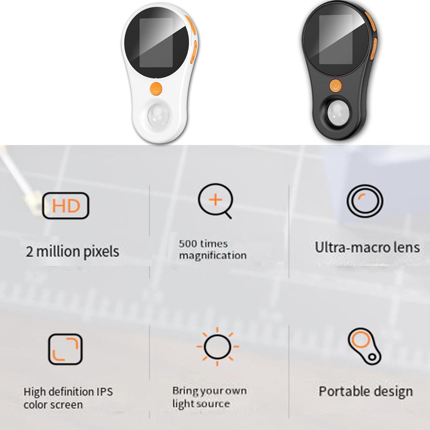 Hailoyearn Magnifying Glass, Hailoyearn Portable Handheld Magnifying Glass, Maintenance Inspection and Observation, 500x Magnification for Plant, Stone, Circuit Boards (White)