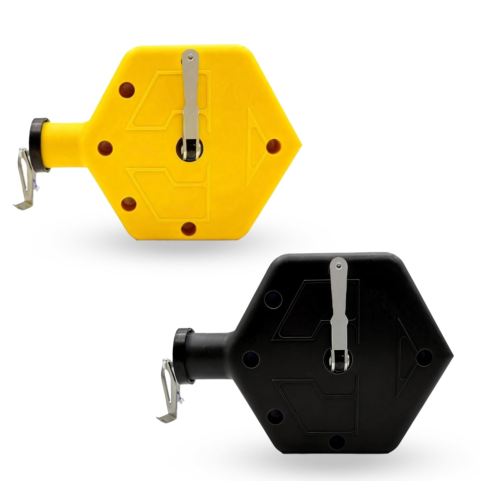 2PCS Heavy Duty Chalk Line, Professional Construction Marking Tool, 100-Foot Line, Ergonomic Design, for Measuring and Layout (Yellow & Black), Chalk Not Included