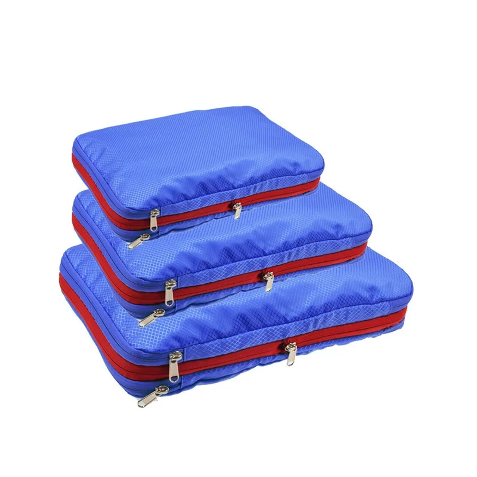 Organizer Valigia Borsa da viaggio comprimibile for riporre gli indumenti, grande capacità, set di 3 cubi imballaggio, organizer, valigia impermeabile compressa(Blue)