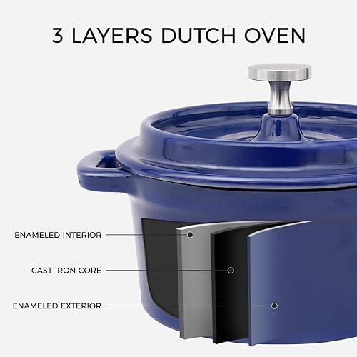 Miniatura 6 de Flavehc Mini Cocotte - Mini horno holandés de 16 onzas, 0.5 cuartos de galón, asador de ajo de hierro fundido para horno, ajo, olla confitada,