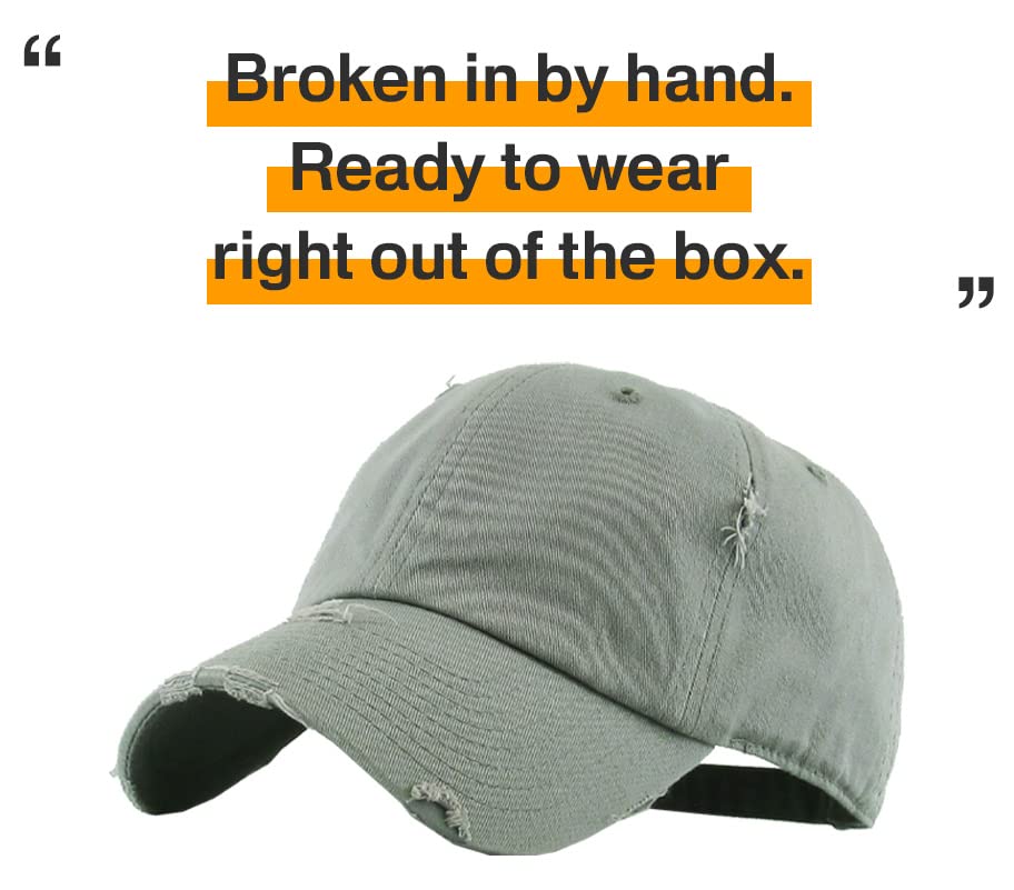 Image of KBETHOS Vintage Washed Distressed Cotton Dad Hat Baseball Cap Adjustable Polo Trucker Unisex Style Headwear