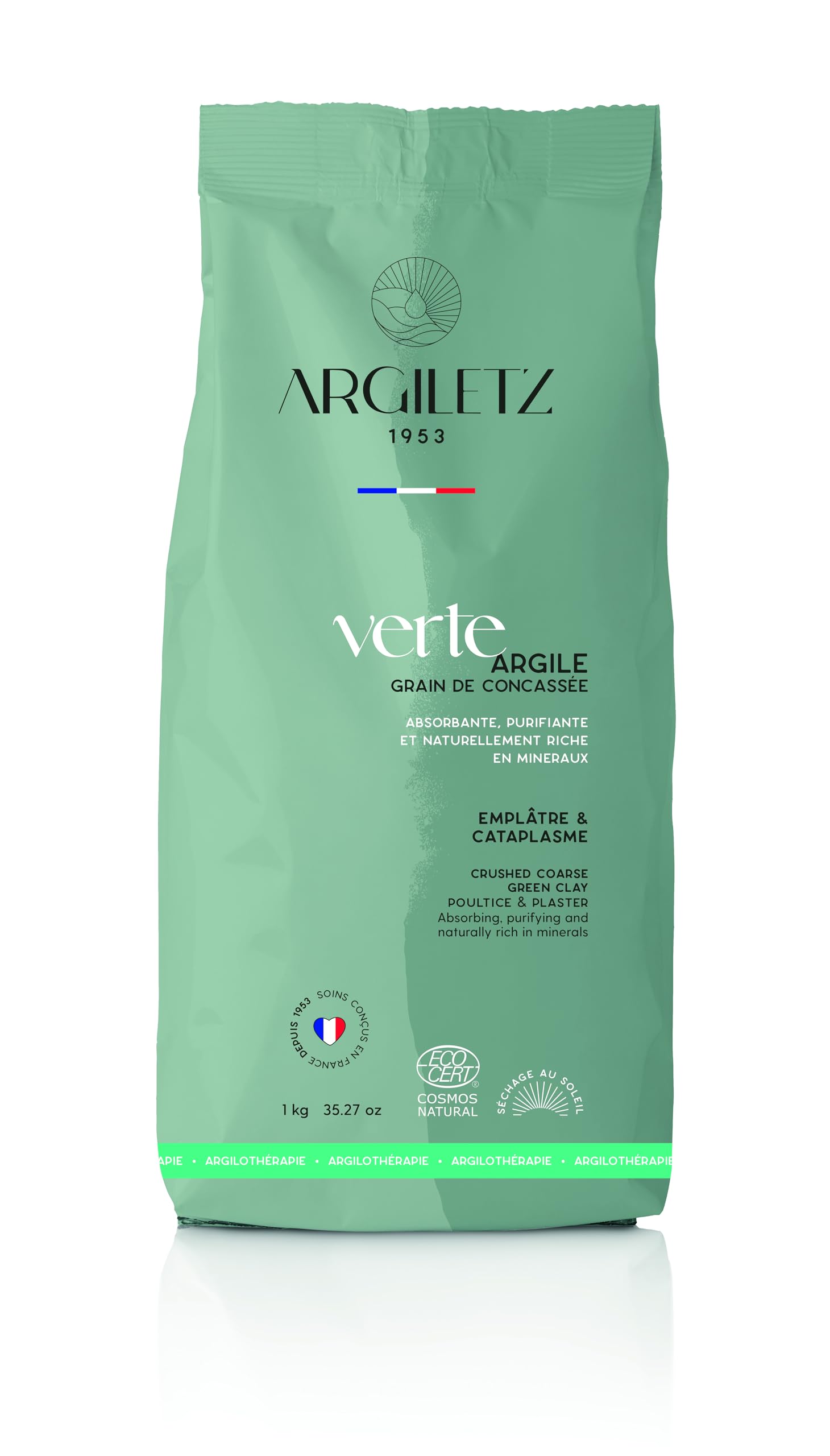 Argiletz - Argile Verte Concassée Brute 0,5 cm – Certifiée COSMOS NATURAL – Cataplasme Emplâtre – Argile Naturelle Soin Peau, Visage, Masque Maison - Confort Corporel, Usage Traditionnel