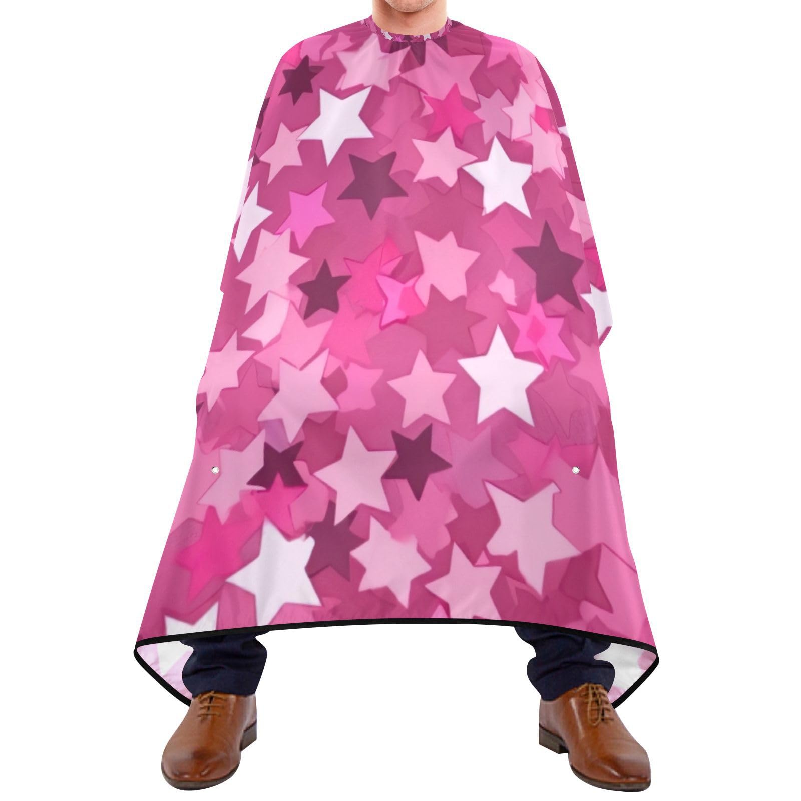 Hezely Pink Stars Hair Dye Cape, Barber Cape for Adults,Waterproof Salon Cape,Waterproof Hairdressing Styling Hair Cutting, 65
