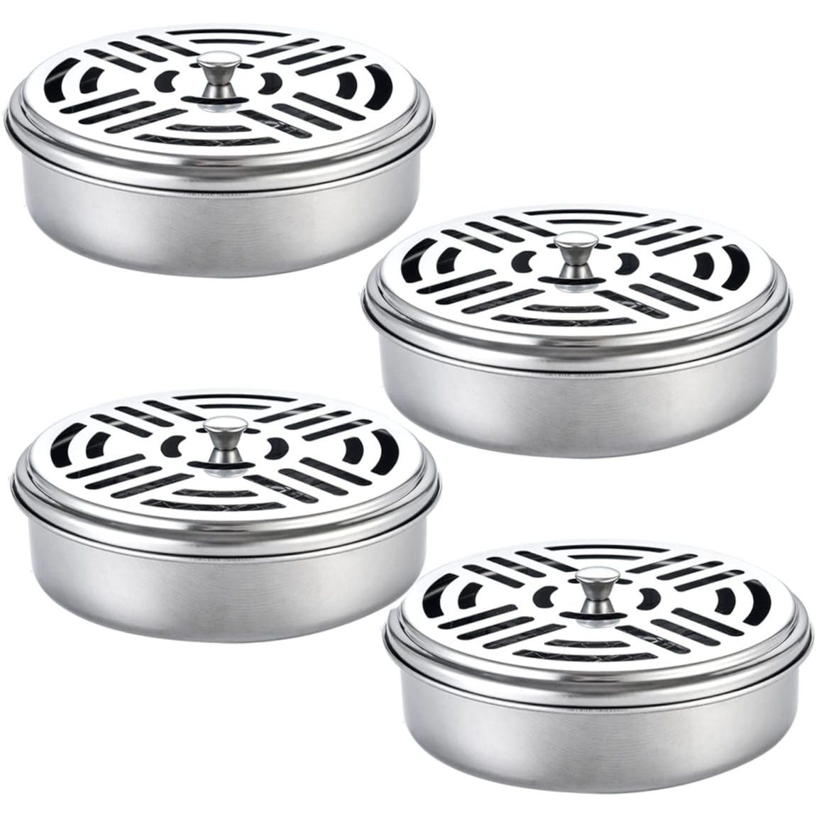 Stainless Steel Holder for Mosquito Coils, Portable Mosquito Spiral Holder Box, Sandalwood Incense Stick, Coil, Anti- and Insects (Pack of 4) 1