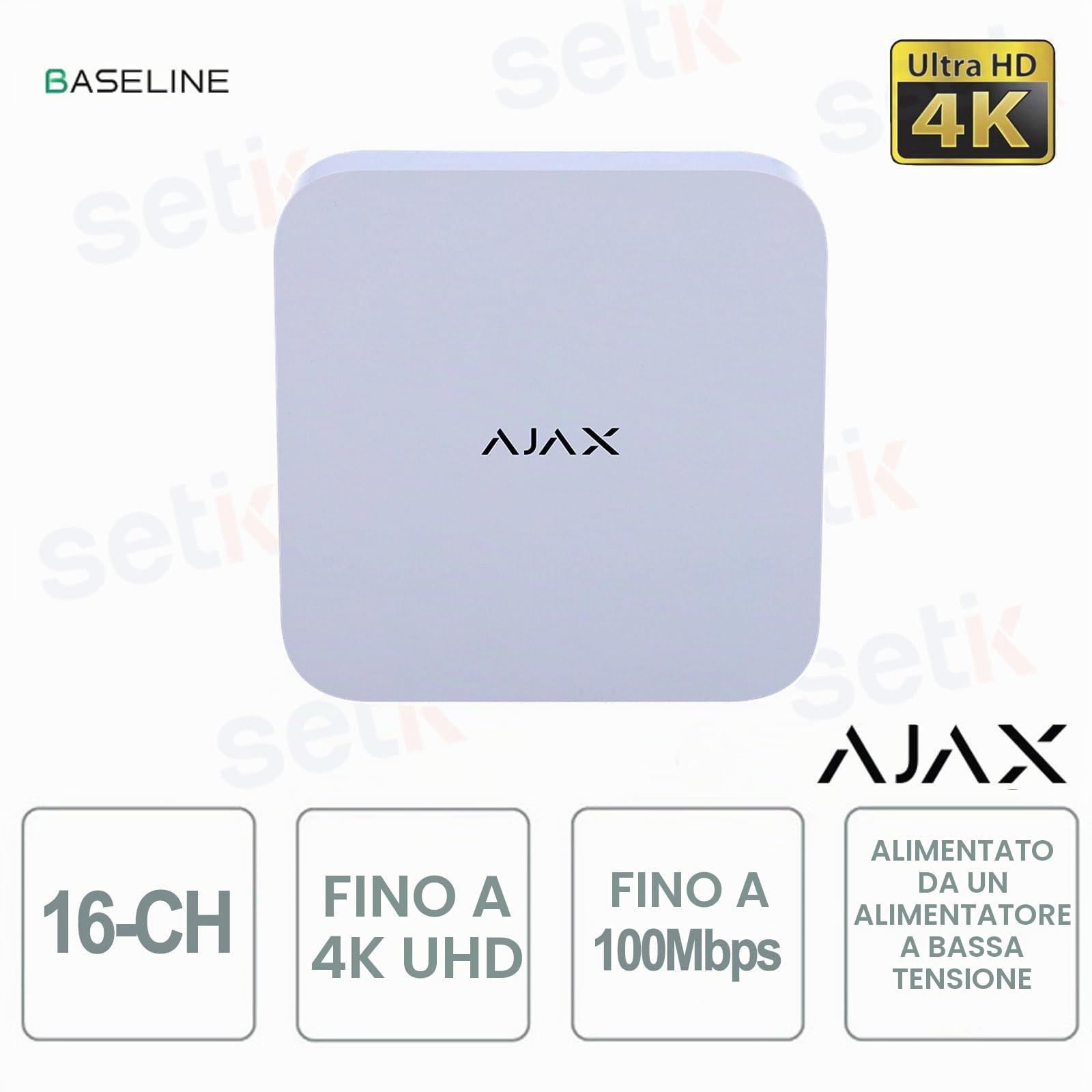 127058 Nvr (16Ch) Asp White - Videoregistratore Di Rete 4K Con Supporto Onvif E Rtsp - DC (9-16V) - 127058.122.WH