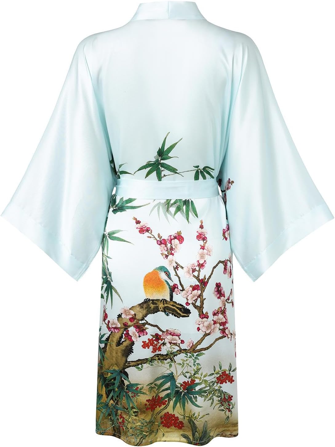 Women's Silk Kimono Robe Short Bathrobe Nightgown 100% Mulberry Silk for Women - Classic Floral Pattern - Image 2