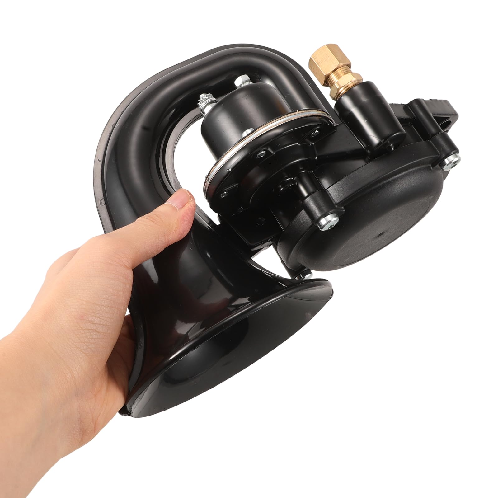 INOOMP Klaxon de Camion Super Bruyant Électrique D'escargot, Double Ton Haut et Bas, Matériau Plastique et Métal, Kit Étanche pour Camion et Véhicule D'ingénierie