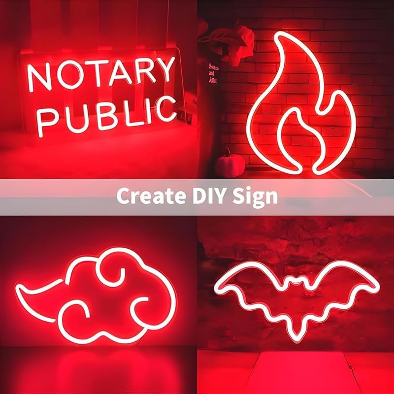 Image of 16.4 Feet LED Neon Strip Light | 12V Adapter, Waterproof IP65, Silicone Flexible Rope Light for Home Wall Decor & Gaming Room| Led Strip Lights | Neon Lights 5 Meter | (Red)