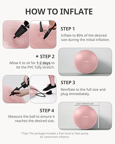 Miniatura 8 de Trideer Pelota de yoga  Pelota de ejercicio para estabilidad de pilates  Antiestallidos y antideslizante para terapia física, parto, estiramiento y