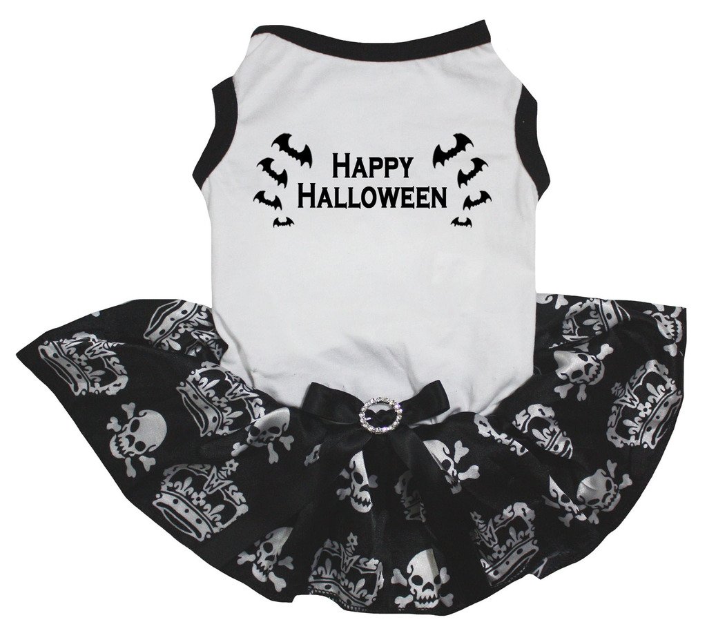 Robe pour chien avec tutu noir et imprimé couronne pour l'Halloween