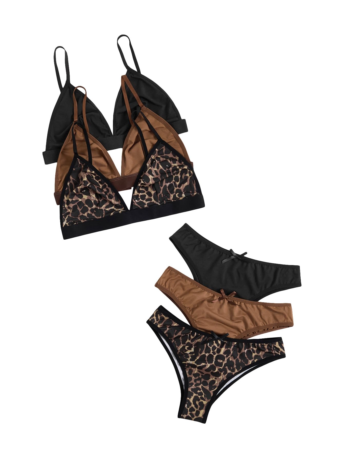 BEAUDRM Women's 3 Pack Matching Bra and Panty Sets Mesh Sexy Lingerie Sets
