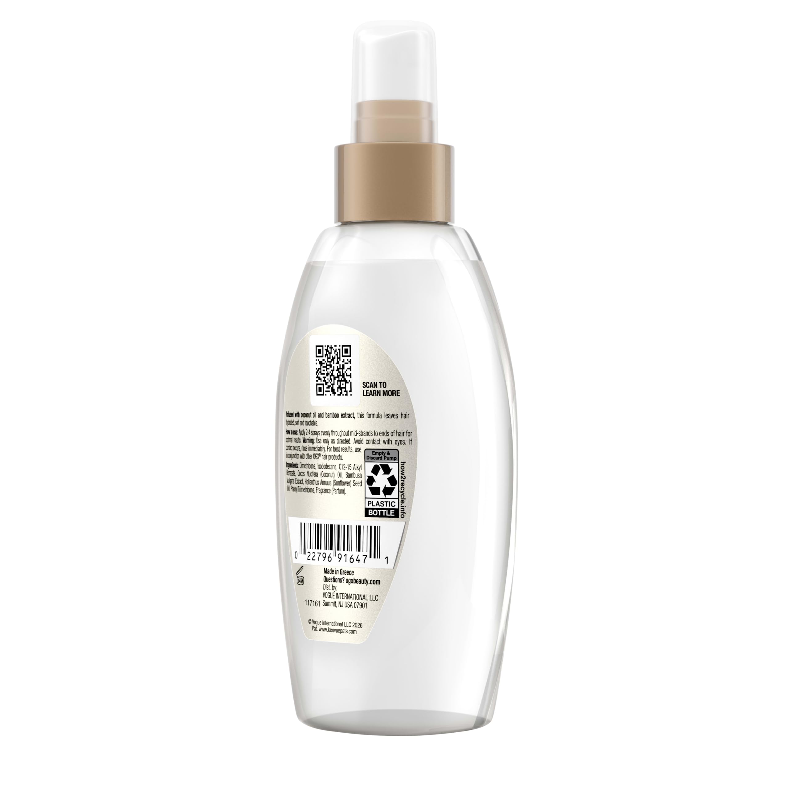 Organix Coconut Milk Weightless Hydrating Oil Mist, 4-Ounce