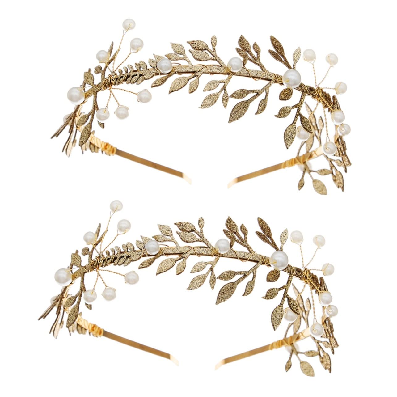 Beaupretty 2 Piezas Vestido Banda Diosa Novia Accesorios Hasta Diadema Suministros Pelo Romano Trajes Hoja Joyería Boda Novias Tiara Dorada Para La Cabeza Rama