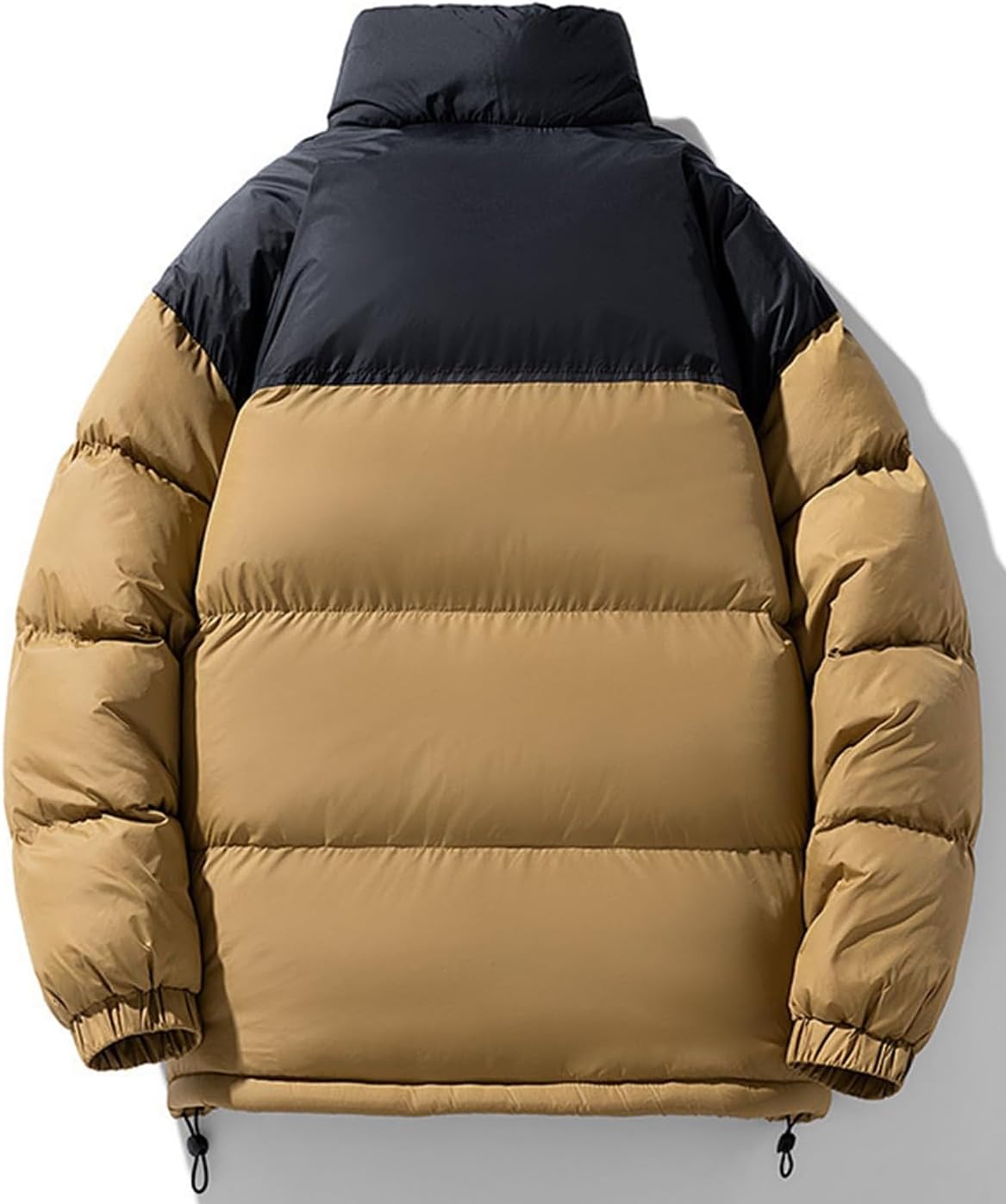 Men's Puffer Jacket Thickened Winter Coat Warm Stand Collar Color Block Zip Up Jacket Ski Bubble Coat - Image 3