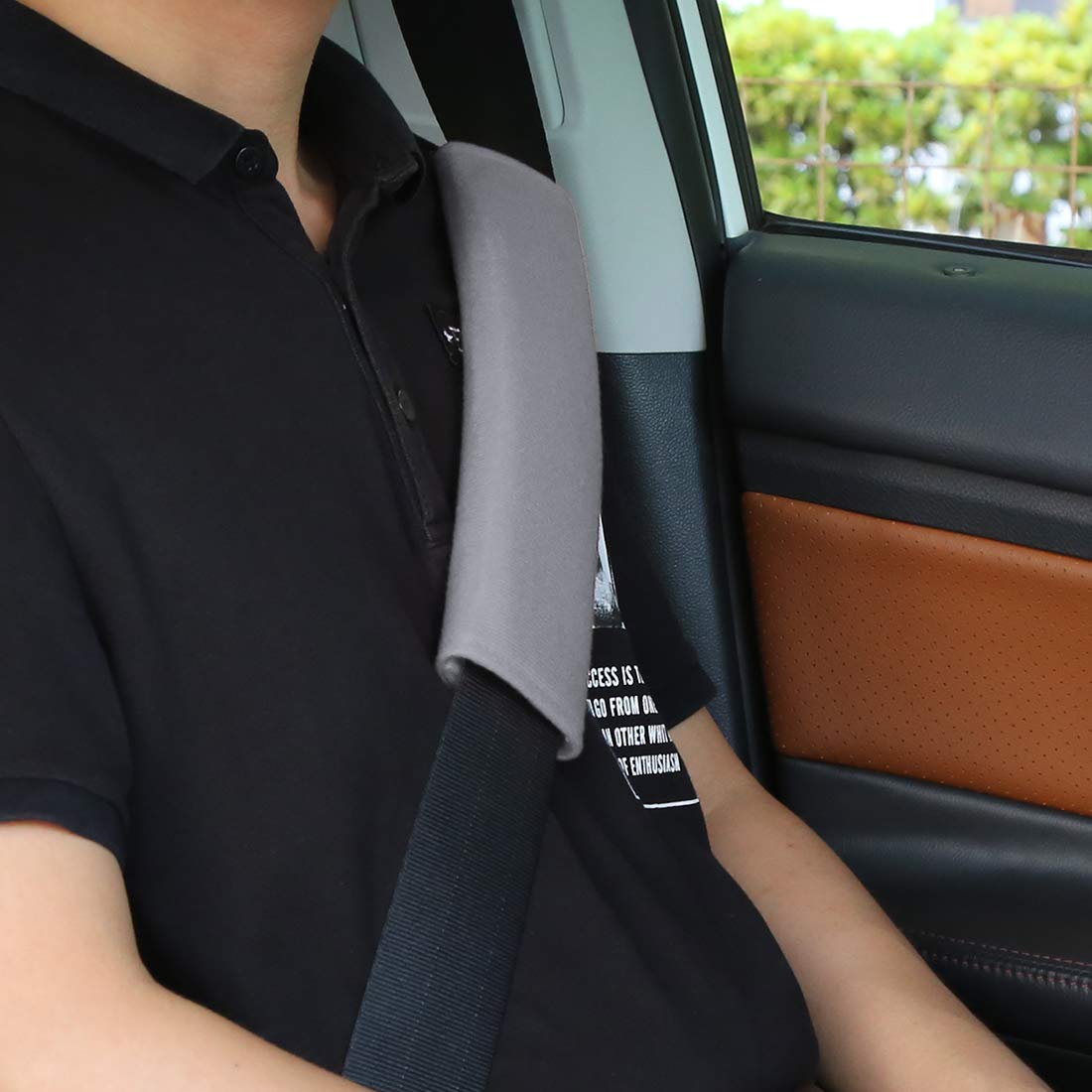 Ongfuwu 2PC Car Seat Belt Cover Pad - Soft Universal Shoulder Protector For Comfort & Safety (Grey) - View #7