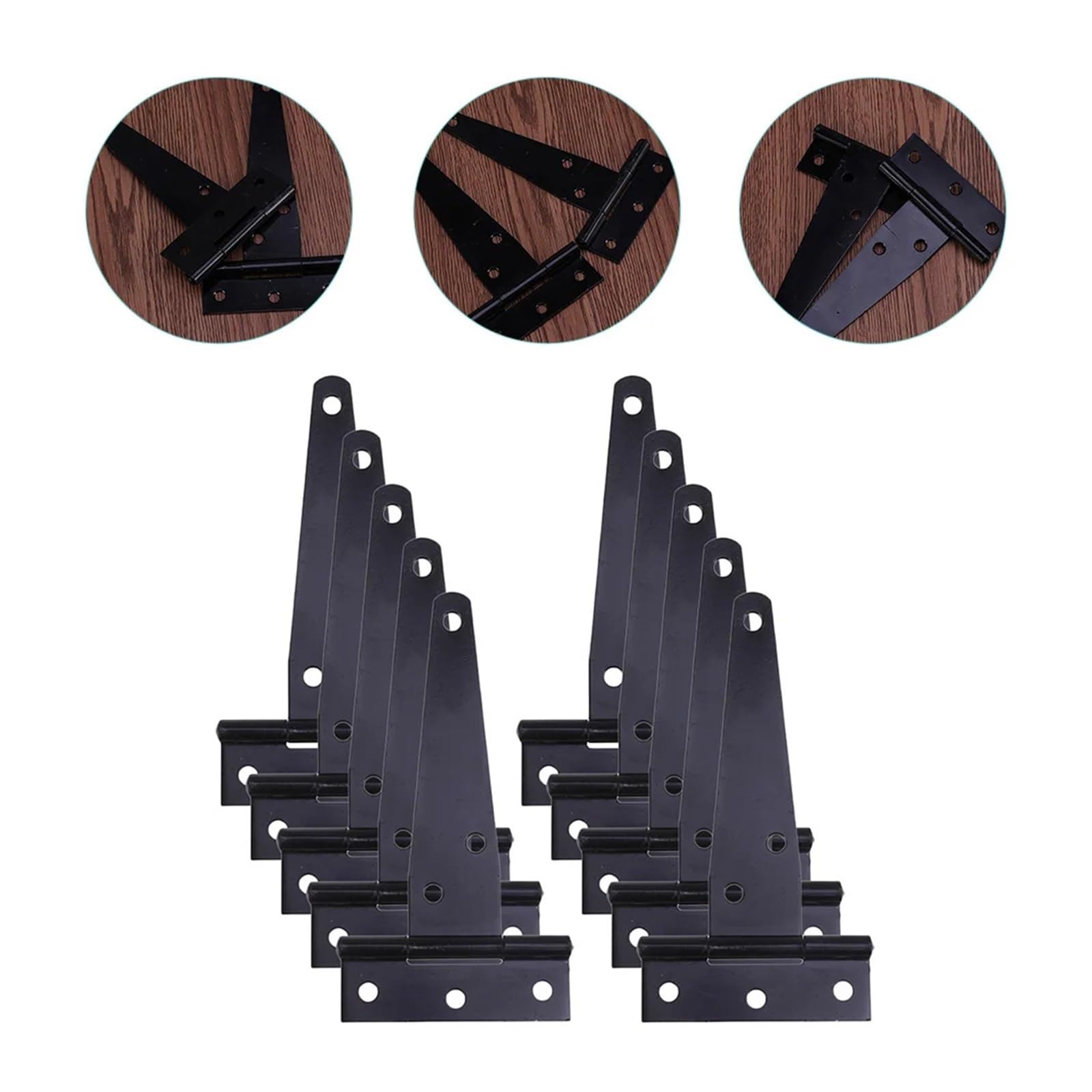 Paquete de 10 bisagras Triangulares for Puerta de Valla con herrajes, pestillo for Puerta de Patio, Valla de Madera, Puerta de Hierro, Granero en T