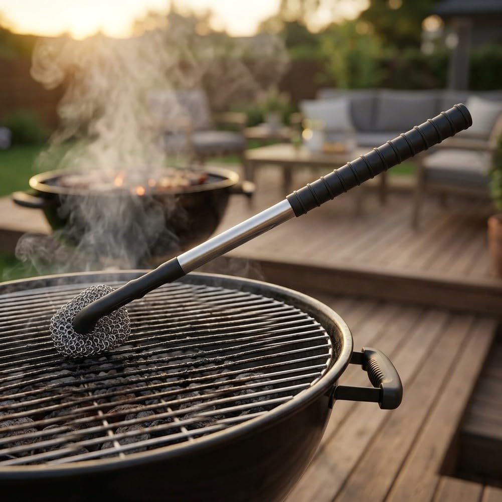 Spazzola per barbecue, 63 cm, in acciaio inox, senza setole, 63 cm