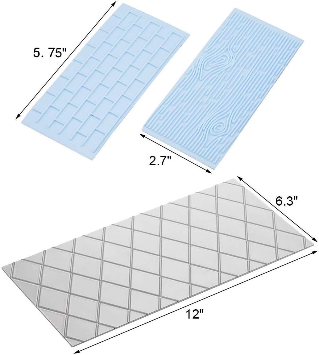10 Set Fondant Impression Mat Mold Lace Embossing Mat Tree Bark/Brick Wall/Flower/Stone Wall Fondant Impression Mats Texture Design for Chocolate Cupcake, Gum Paste,Topper Wedding Cake