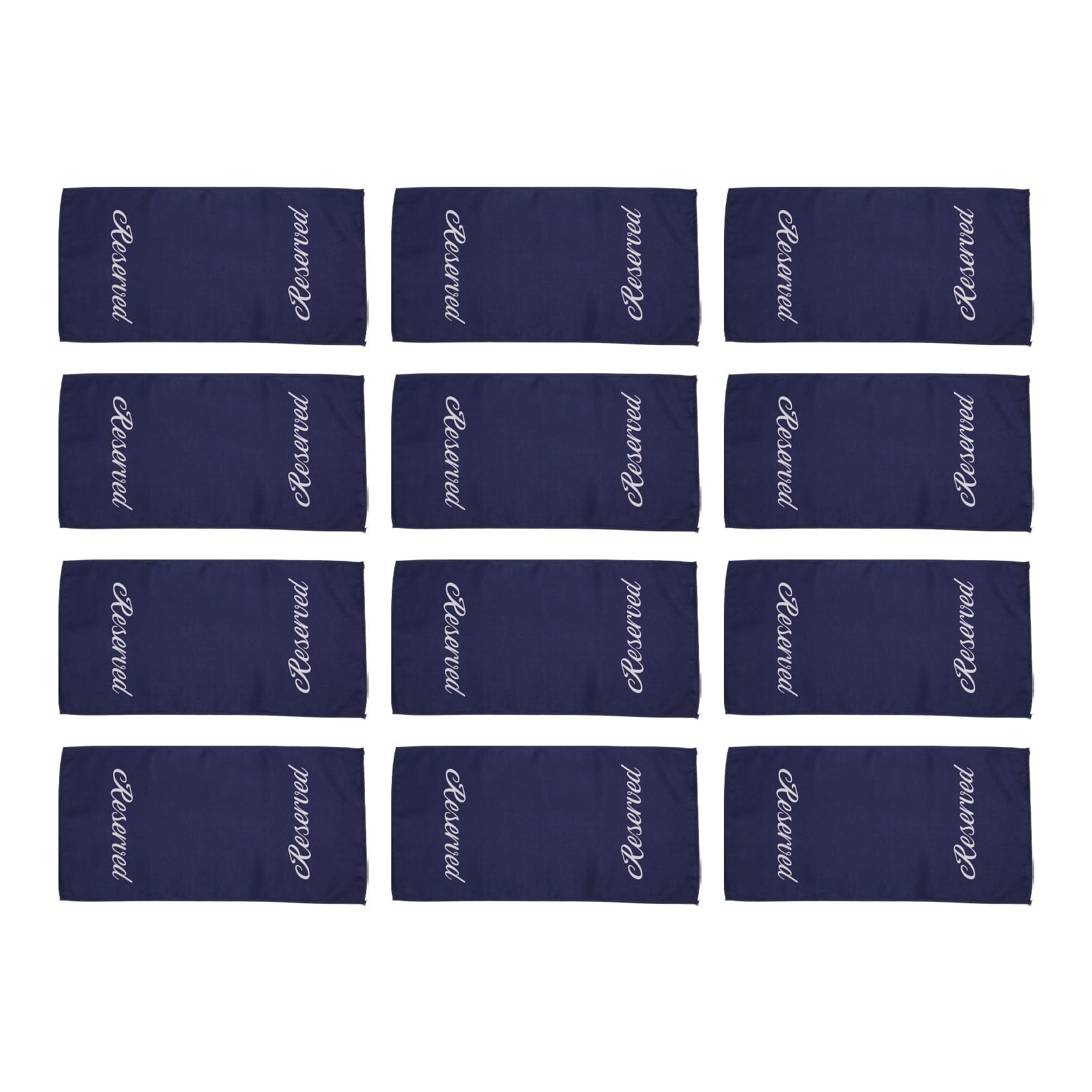 CTRLZS Reserved Signs for Church Pews–22 Inch, 12 Pieces Reserved Seating Signs for Chairs, Cloth Placeholder for Restaurant Blue