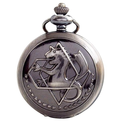 BOSHIYA Fullmetal Alchemist Pocket Watch with Chain Box for Cosplay Accessories Anime Merch - Alchemist-black