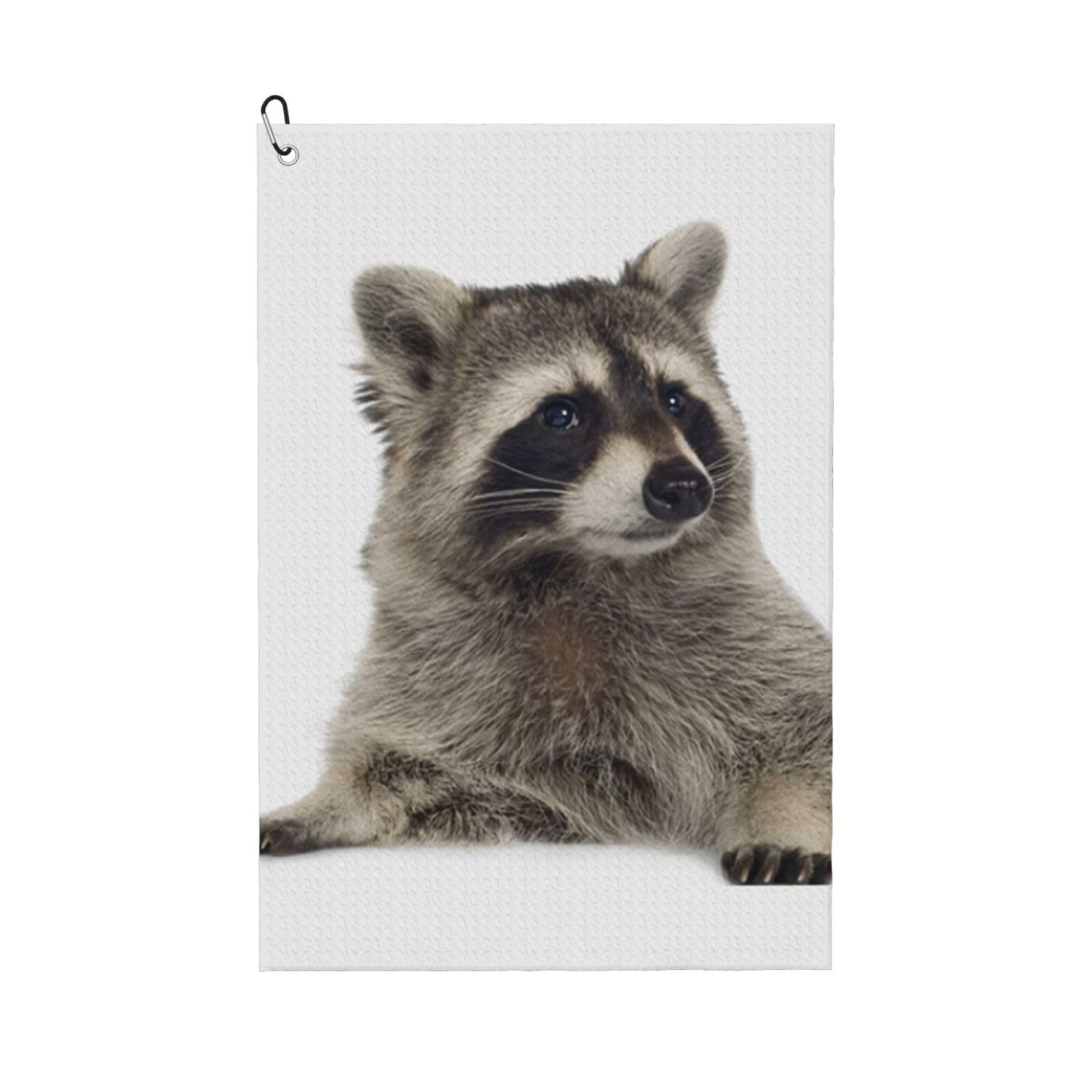 Hnnkloy Hairy Raccoon, 16x24 in Portable Waffle Golf Towels with Carabiner Clip for Golf Bag