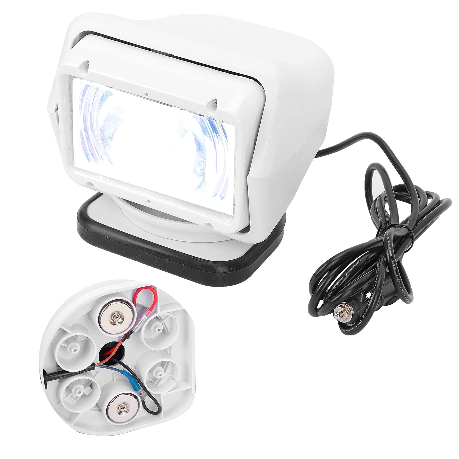 Faro Ricerca con Telecomando per Luce Spot 12/24 V 55 W per Barche Marine all'aperto, Angolo, 6000 K (Un bianco)