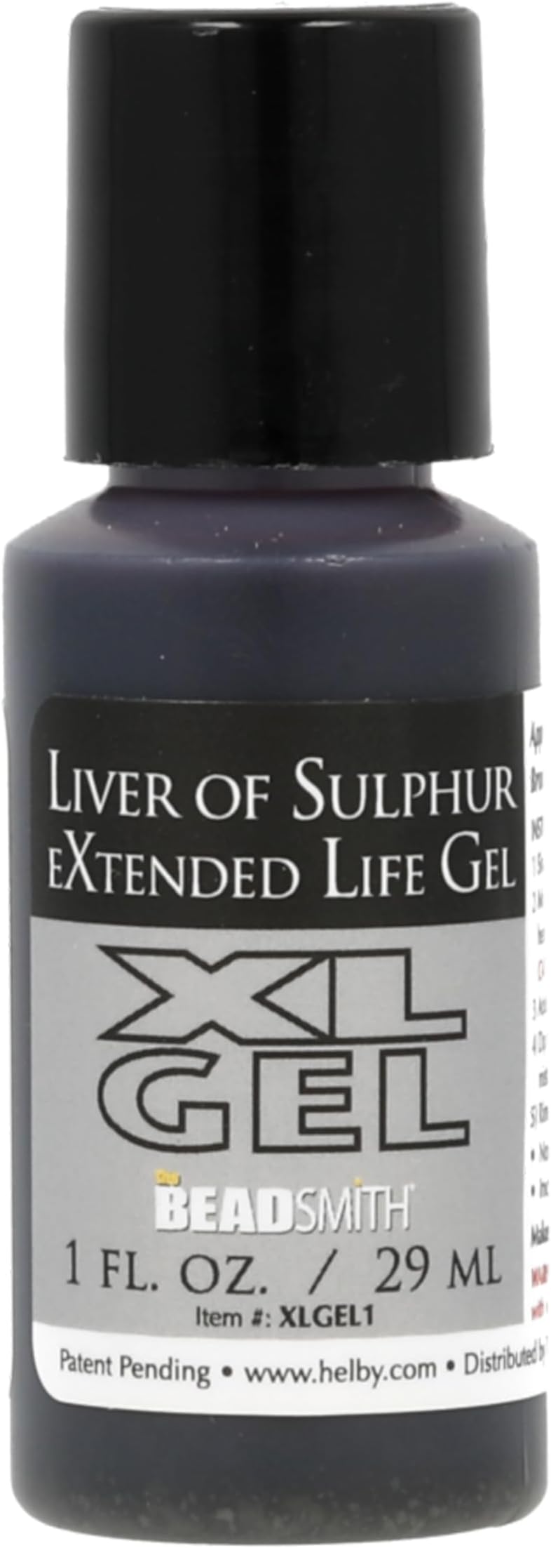 XL Gel, Liver of Sulfur Extended Life Gel, 1 Fluid Ounce (29ml) Bottle, Apply a Patina Finish to Silver, Copper, and Other Metal for Oxidized Look on Art and Jewelry Projects
