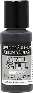 The Beadsmith XL Gel, Liver of Sulfur Extended Life Gel, 1 Fluid Ounce (29ml) Bottle, Apply a Patina Finish to Silver, Copper, and Other Metal for Oxidized Look on Art and Jewelry Projects