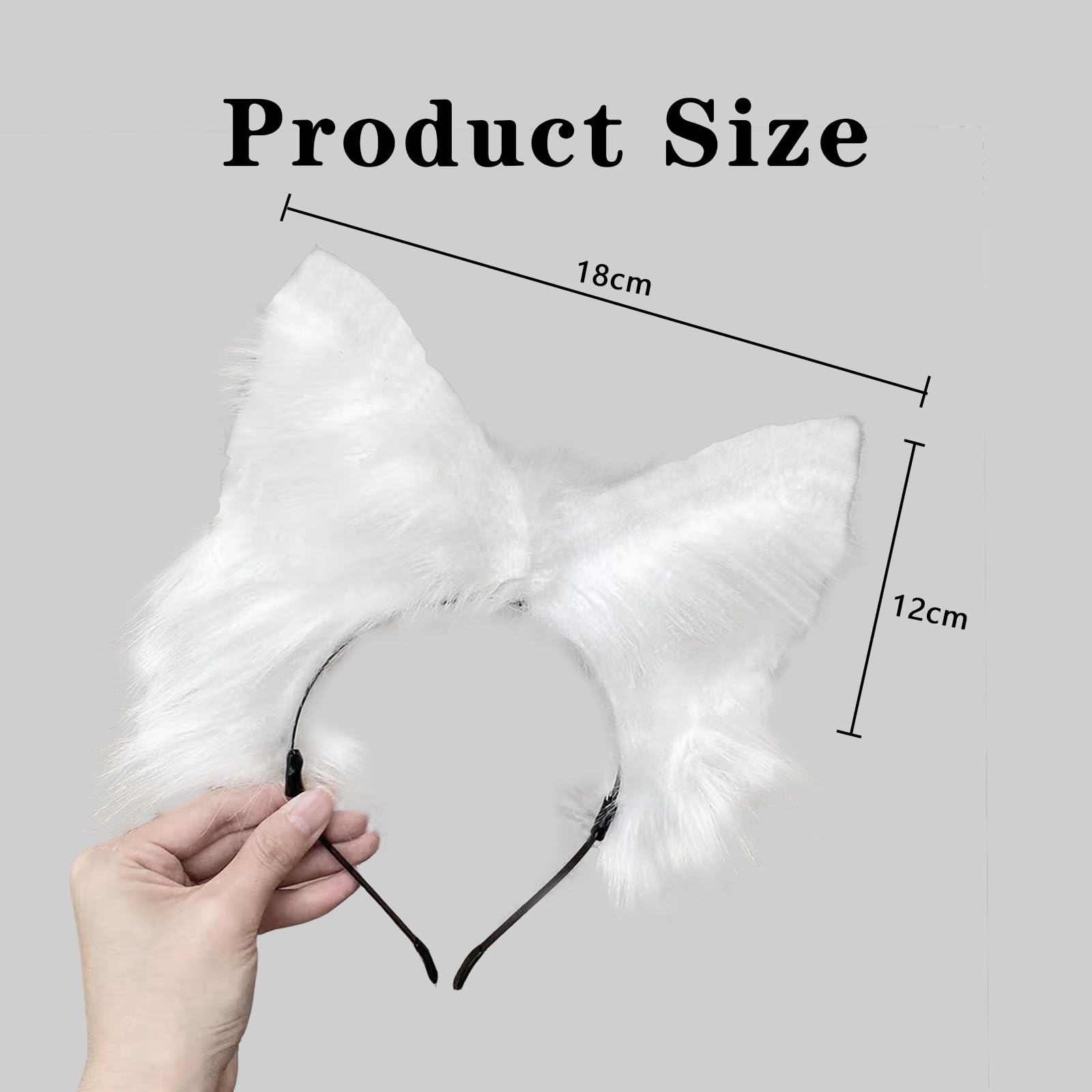 Ycfish Handmade Faux Fur Cat Ear Headband Cosplay Costume Party Cute Head Accessories for Halloween Fluffy Wolf Fox Cat Ears Headband Costume Hair Hoop (white) - Image 2