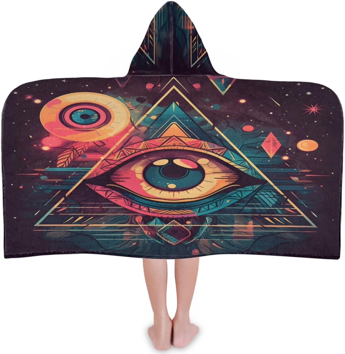 Pardick Kids Bath Towel Evil Eye Galaxy Beach Towel with Hood Pool Cover Up for Girls Boys Soft Absorbent Hooded Bath Towel Toddler Towels for Beach, Pool